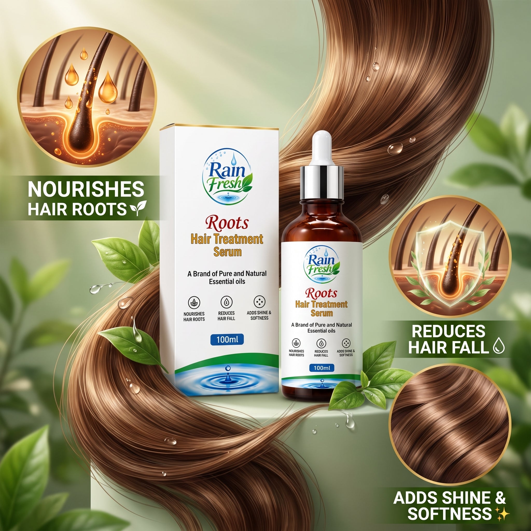 Rain Fresh Roots Hair Treatment Serum 100ml | Hair Fall Care & Root Nourishment